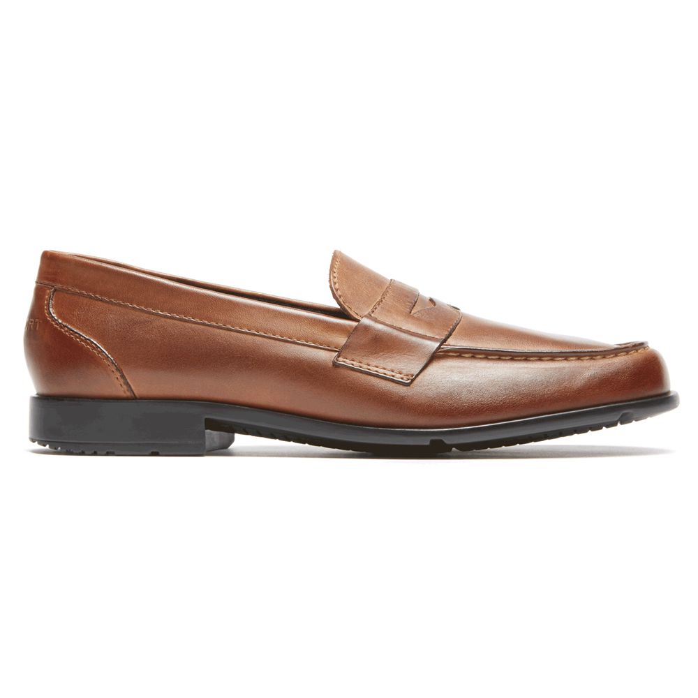 Rockport Classic Penny Slip-Ons - Mens Loafers - Cognac - NZ (RIK-170438)